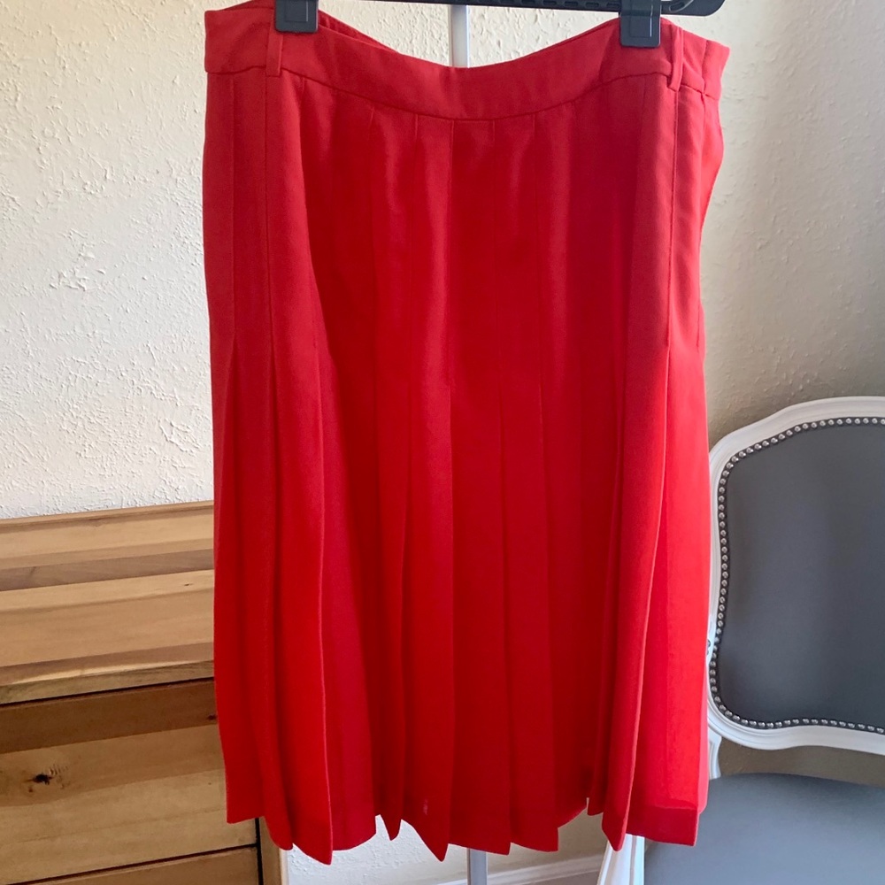 BCBGMaxazria Red Pleated Skirt